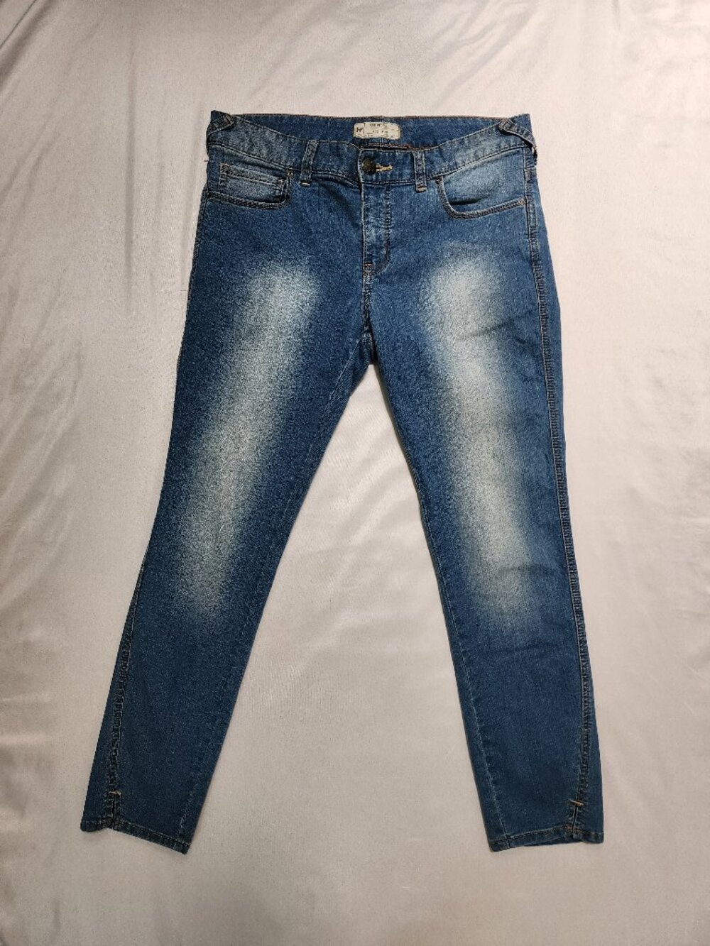 Free People W30 High Rise Skinny Ankle Jeans Light Wash Side Slit Stretch